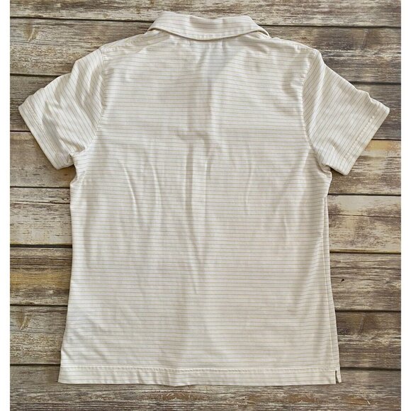 Nike Golf DryFit Short Sleeve Yellow Striped Polo Top Youth Junior Girl XL 16 18 - Picture 2 of 6